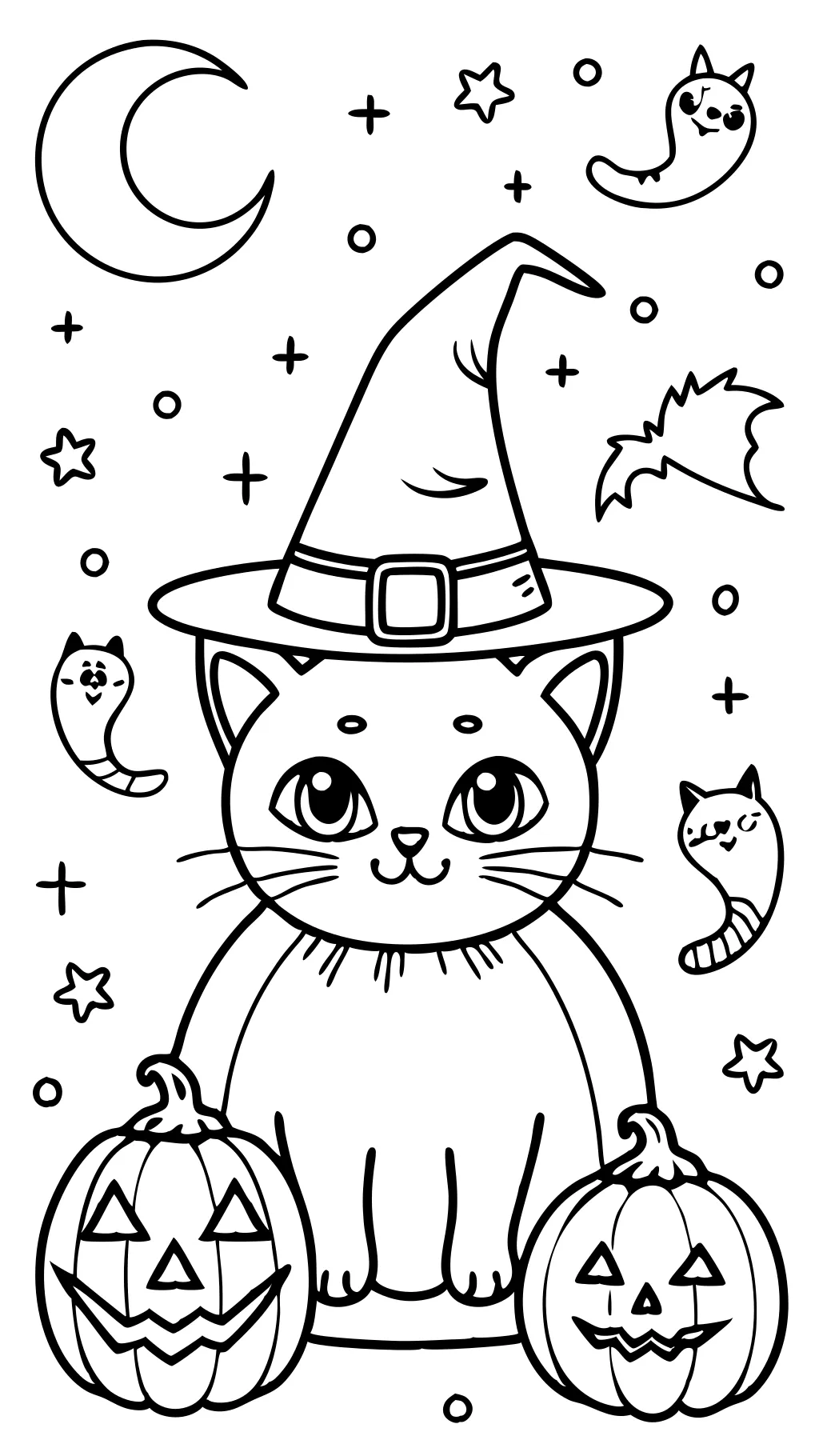 Páginas para colorear de Halloween gato